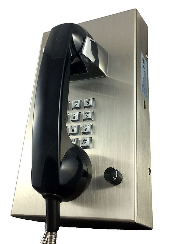 Cortelco Stainless Steel Phone With Armored Cord