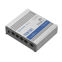 Teltonika | TSW101 | Automotive Ethernet Switch, 4+1 Port Gigabit Unmanaged Poe Switch, 802.3Af And At Compliant, 60W Power Budget Or 15W Per Port, 24V DC In, For Solar And Automotive Applications, No