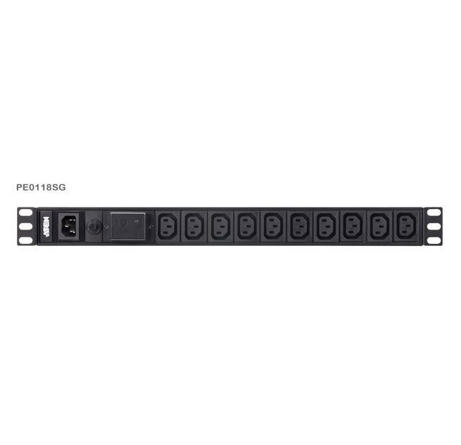 Aten 1U Basic Pdu 10X Outlets With Surge Protection,18 X Iec C13, 10A Max, 100-240Vac, 50-60 HZ, Overcurrent Protection, Aluminum Material