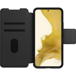 OtterBox Samsung Galaxy S22+ 5G Strada Series Case - Shadow Black (77-86486), Military Standard (Mil-Std-810G 516.6), Leather Folio Covers Screen