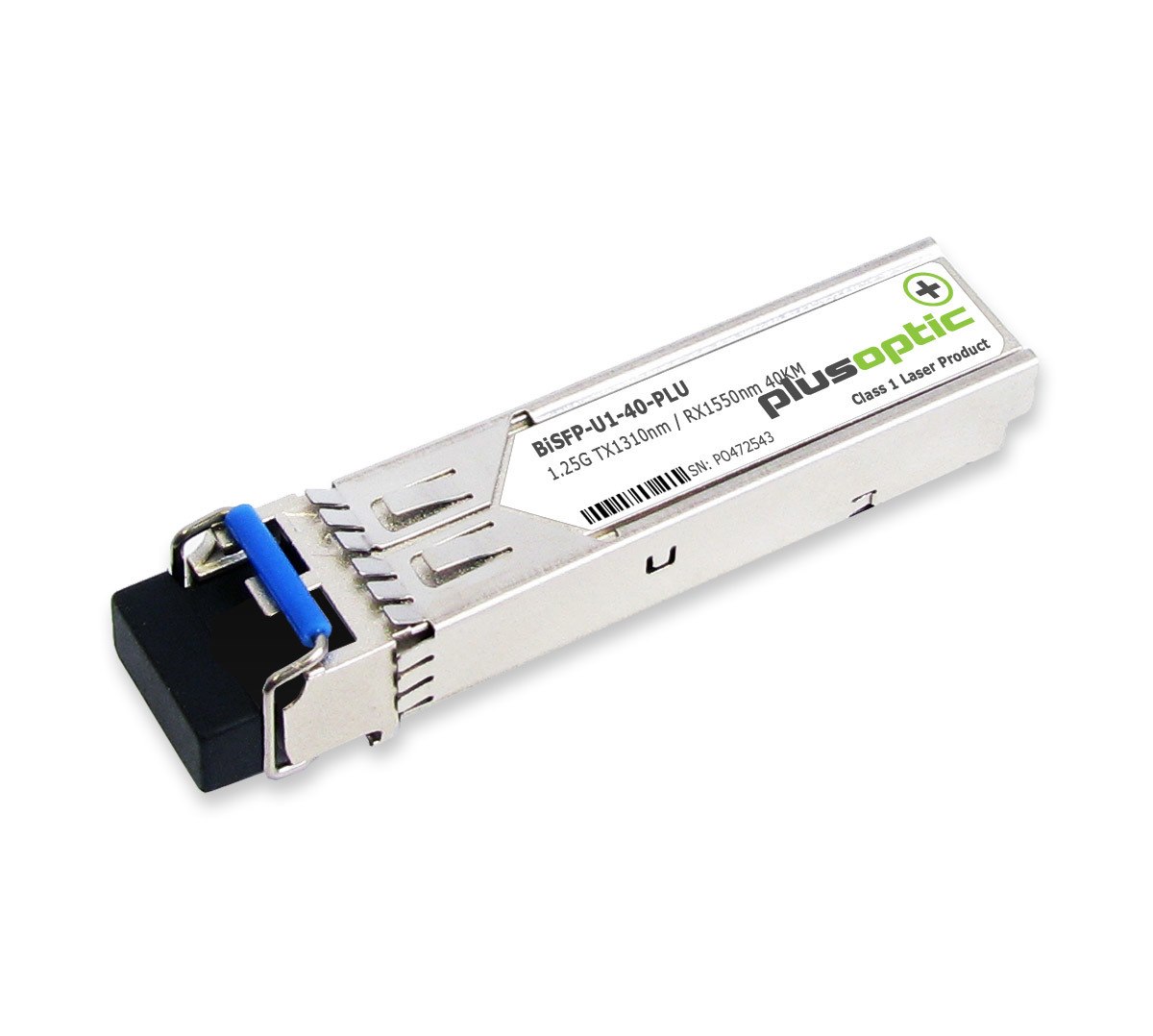 PlusOptic 1.25G, BiDi SFP, TX1310nm / RX1550nm, 40KM Transceiver, LC Connector For SMF With Dom | PlusOptic Bisfp-U1-40-Plu