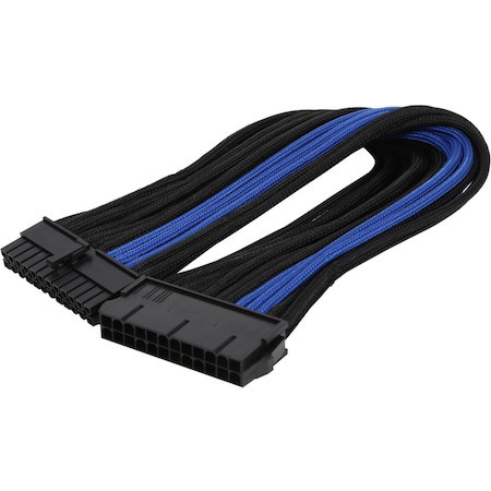 Silverstone Pp07-Mbba Motherboard 24Pin Connector Sleeved Extension Power Supply Cable Black & Blue Female To Male