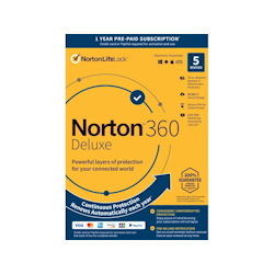 Norton 360 Deluxe 2023 - 5 Devices - 1 Year With Auto Renewal - Key Card