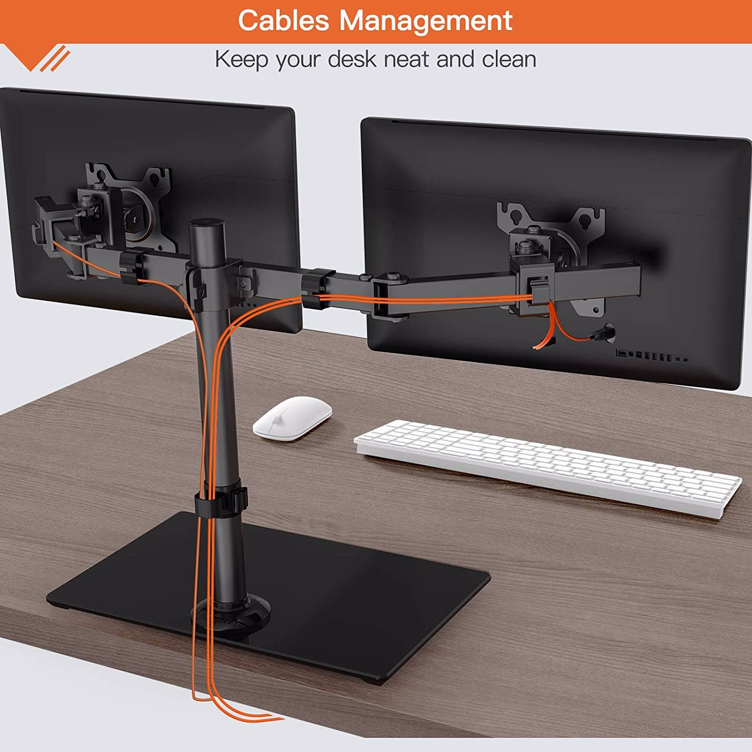 Buy Dual Monitor Stand, Freestanding Desk Mount with Glass Base