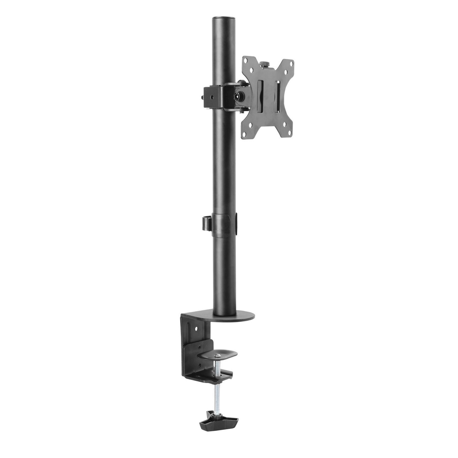 Brateck 13"-32" Single Monitor Desk Mount. Max Load 8KGS. Rotate, TIlt & Swivel. Includes Clamp & Grommet Option. Vesa 75X75 & 100X100. Colour Matt Black