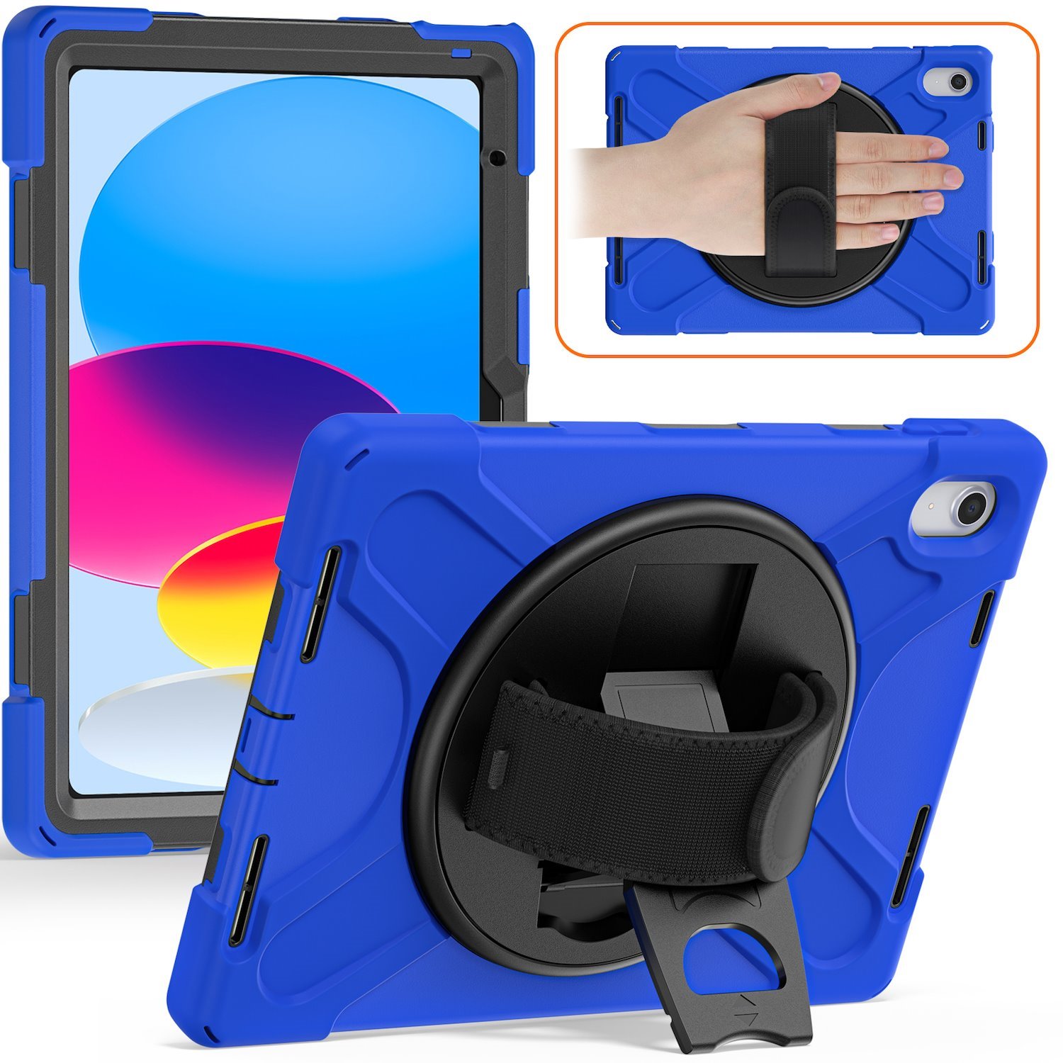 Nzstem For iPad 10.9 Blue Tough Cover Shock Proof Case Fit 10TH 2022 Shock Proof Tough Case Cover Protector Designed BY Nzstem