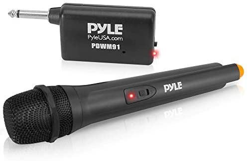 Portable VHF Wireless Microphone System - Professional Battery Operated Handheld Dynamic Unidirectional Cordless Microphone Transmitter Set W/Adapter Receiver, for PA Karaoke DJ Party - Pyle