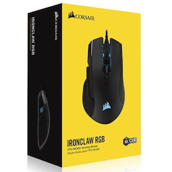 Corsair Ironclaw RGB, Fps/Moba Gaming Mouse, Black, Backlit RGB Led, 18000 Dpi, Optical