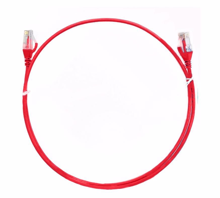 8Ware Cat6 Ultra Thin Slim Cable 1M - Red Color Premium RJ45 Ethernet Network Lan Utp Patch Cord 26Awg