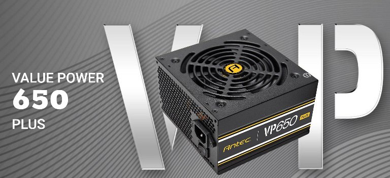 Antec VP650P Plus 650W 80 Plus @ 85% Efficiency Ac 120V - 240V, Continuous Power, 120MM Silent Fan. Atx Power Supply, Psu,3 Years Warranty.