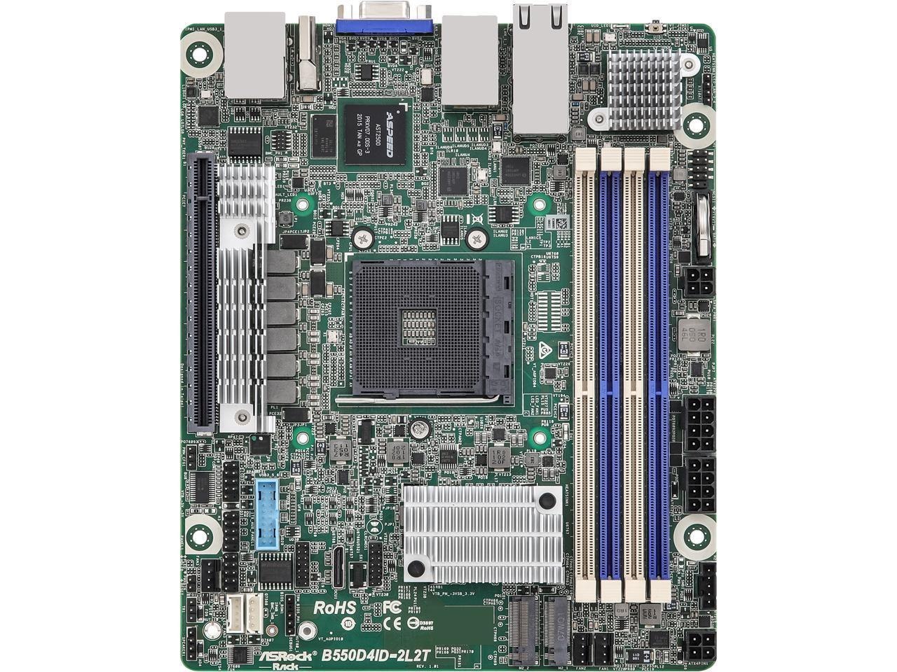 Asrock Rack B550d4id-2L2t Deep Mini-Itx Server Motherboard Amd Ryzen 5000 Series