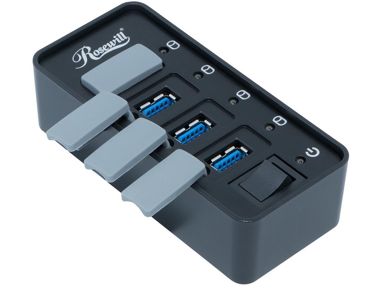 Rosewill 4-Port Usb 3.0 Hub With Anti-Dust Rubber Caps And Led Indicator On Each Port