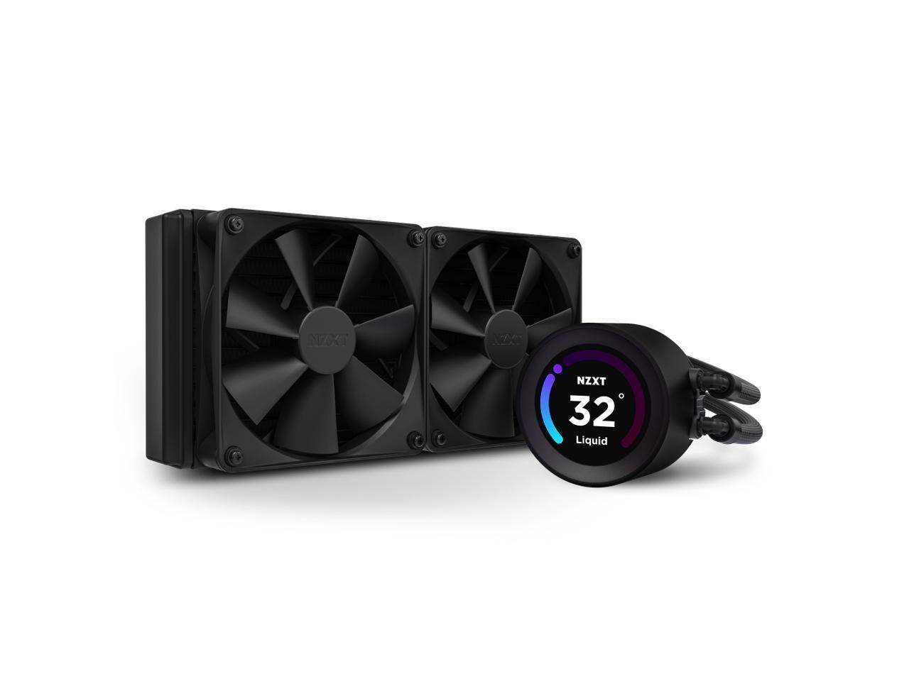 NZXT Kraken Elite 240MM - Rl-Kn24e-B1 – Aio Cpu Liquid Cooler – Customizable LCD Display - 2 X F120P Static Pressure Fan Radiator Fans Lga 1700 / Am5 Compatible