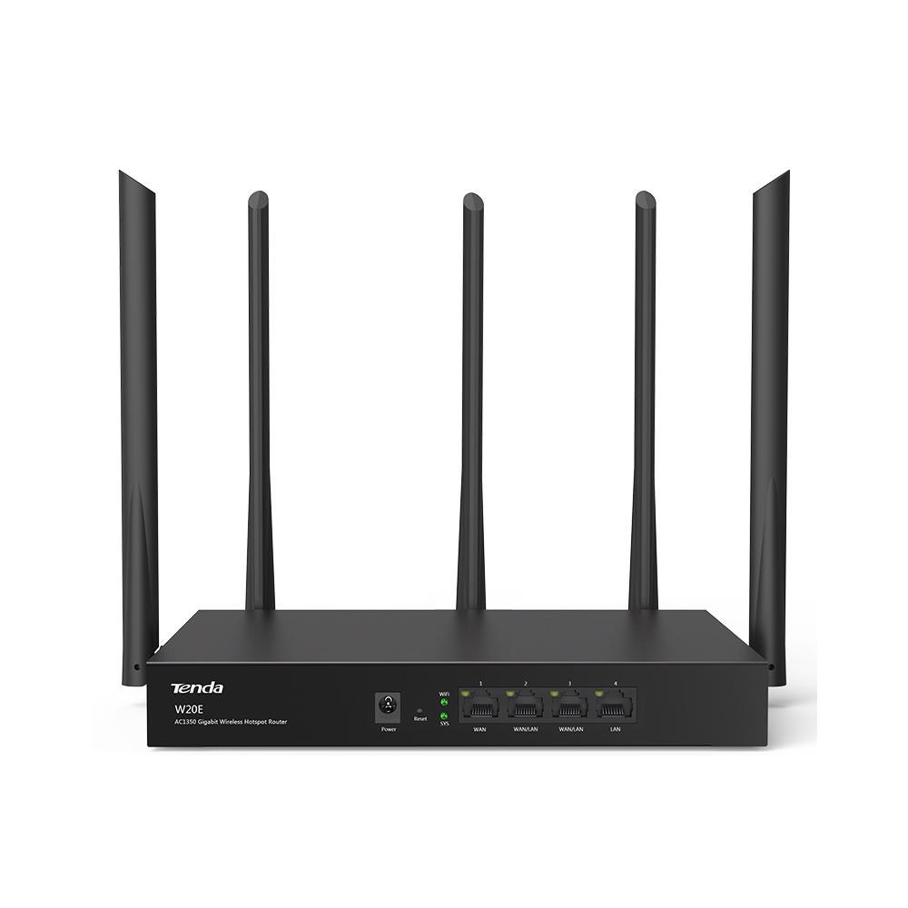 Tenda W20e Ac1350 Gigabit Wireless Load Balance Router, 500 Square Meters, 867/450Mbps, 100 Users, Gigabit Port, Remote Domain Maintenance, Metal Case