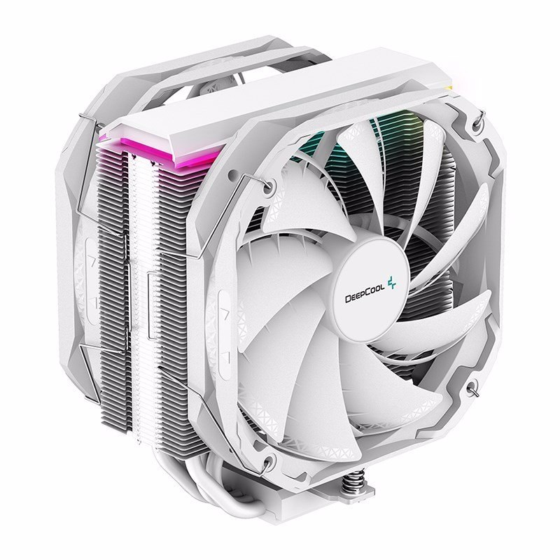 Deepcool As500 Plus White Cpu Cooler Single Tower, Five Heat Pipe Design High Fin Density, Double PWM Fans, Slim Profile, A-Rgb Led Controller Incl