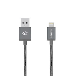Mbeat® 'Toughlink' 1.2M Lightning Cable - Space Gray/Metal Braided Mfi/2.4A Fast Charge/Durable/Tangle Free Design
