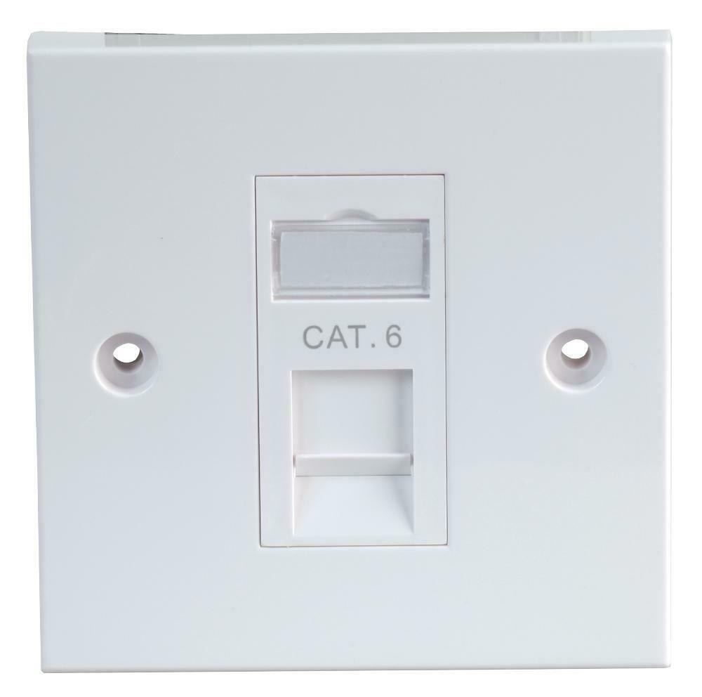 1-Gang Single RJ45 Cat6 Socket Faceplate, White