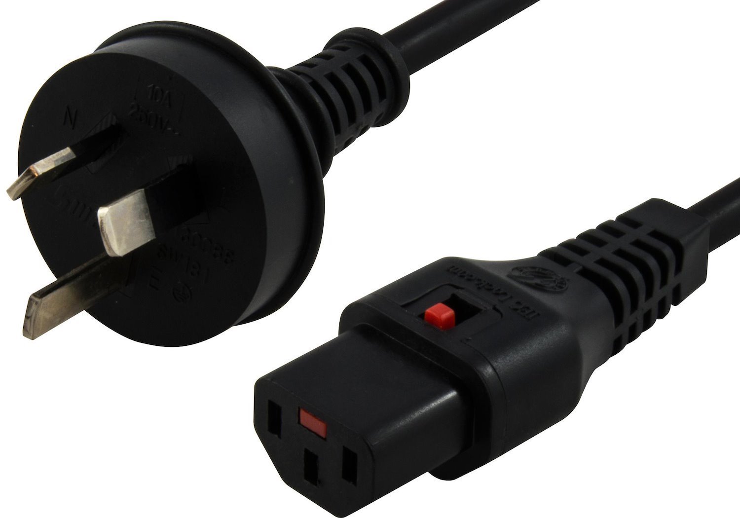 Iec Lock 3M Iec Lock Power Cable 3 Pin Au Plug(M) To Iec-C13(F) Black