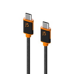 J5create Jucx24 Usb-C To Usb-C SYNC &Amp; Charge Cable 180CM, Braided Polyester (Supports Usb 2.0 With Speeds Up To 480Mbps, Output Up To 3A) Up To 60W PD
