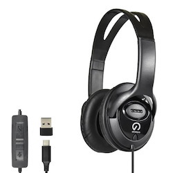 Shintaro Over-The-Ears Usb-C Headset With In-Line Microphone - Includes Usb-C To Usb-A Adaptor For Use With Laptops