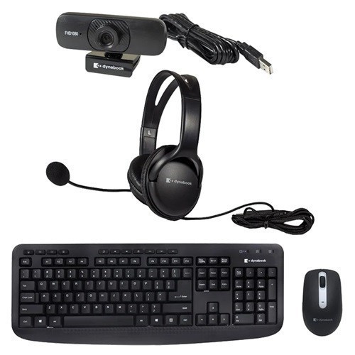 Dynabook 4-In-1 Home Office Bundle, Includes Mouse, KB, Headset, Webcam