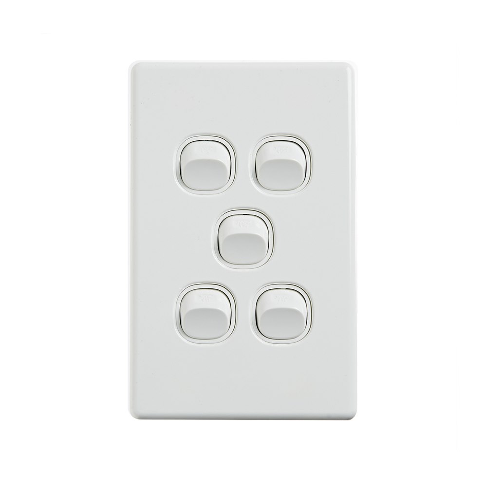 4Cabling 4C | Elegant Wall Switch 5 Gang 250V 16A - Vertical