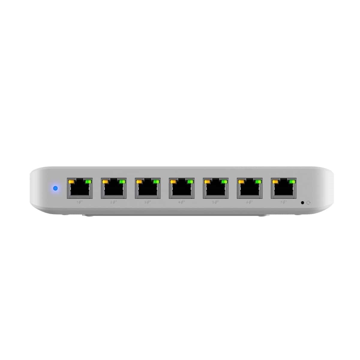 Ubiquiti Ultra 210W, Compact 8-Port Layer 2 GbE PoE Switch With Versatile Mounting Option, 7 GbE PoE+ Output Ports, 1 GbE Port With Optiona PoE++ Input