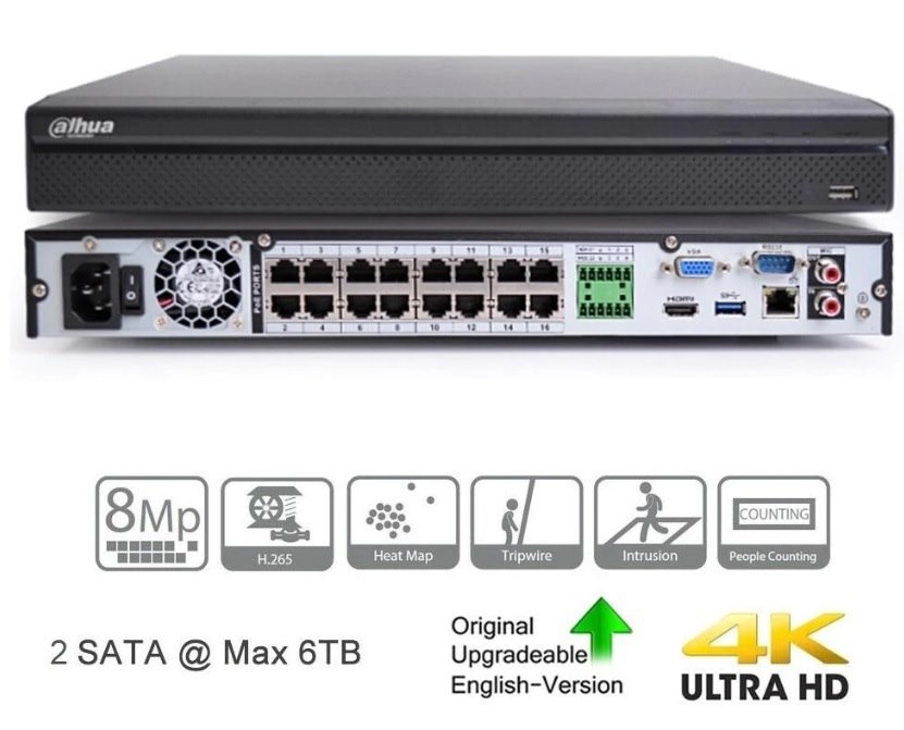 Dahua-NVR-5216/16P-4KS2E  NVR - 16CH 4K16 Port POE