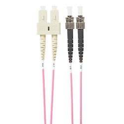 4Cabling 2M SC-ST Om4 Multimode Fibre Optic Cable: Salmon Pink