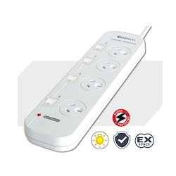 Generic Sansai 4-Way Power Board (421SW) With Individual Switches And Surge Protection 2 Extra Spaced Sockets Indicator Light 100CM Lead 240Vac 50Hz 10A