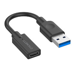 Cygnett Essentials Usb-A Male To Usb-C Female 10CM Cable Adapter - Black (Cy3321pcusa),5Gbps Fast Data Transfer, Compact Design Male To Female Adapter