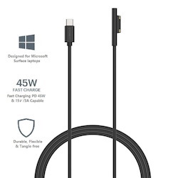 Cygnett Usb-C To Microsoft Surface Laptop Cable (1M) - Black (Cy3034uscms), Support 45W Fast Charging, Magnetically Connects To Surface Device