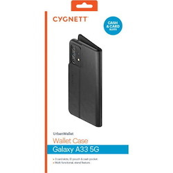 Cygnett UrbanWallet Samsung Galaxy A33 5G (6.4') Wallet Case - Black (Cy4101urbwt), 360° Protection, 3 Card Slots, Multi-Functional, Stand Feature