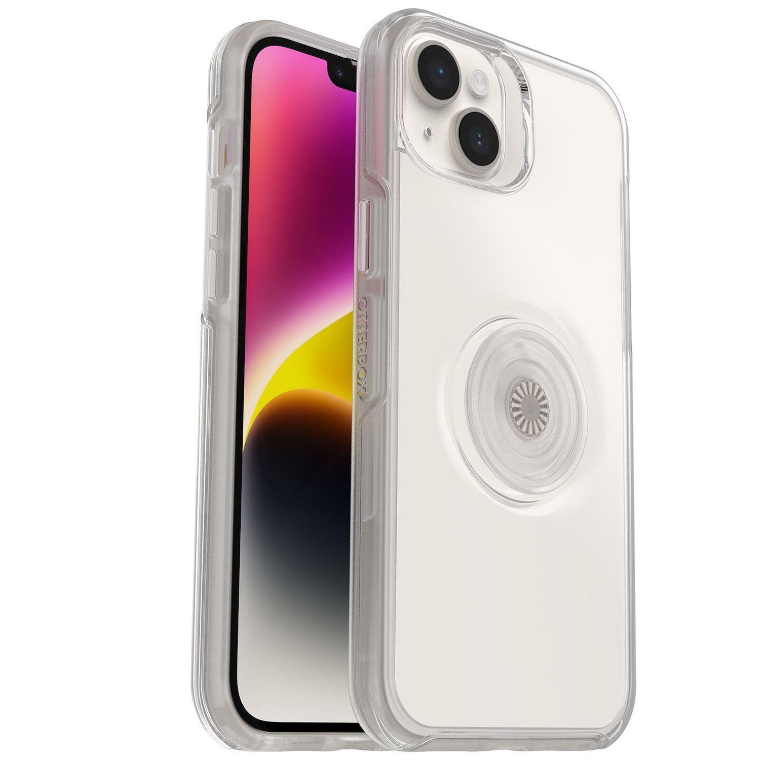 OtterBox Apple iPhone 14 Plus Otter + Pop Symmetry Series Clear Case - Clear Pop (77-88776), 3X Military Standard Drop Protection, Easy To Swap PopTop