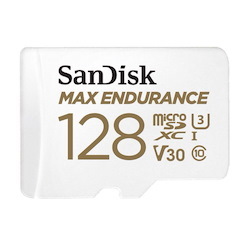 SanDisk Max Endurance 128GB microSD 100MB/s 40MB/s 20K HRS 4K Uhd C10 U3 V30 -40°C To 85°C Heat Freeze Shock Temperature Water X-Ray Proof SD Adapter