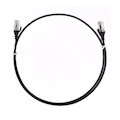 8Ware Cat6 Ultra Thin Slim Cable 1M / 100CM - Black Color Premium RJ45 Ethernet Network Lan Utp Patch Cord 26Awg For Data Only, Not PoE