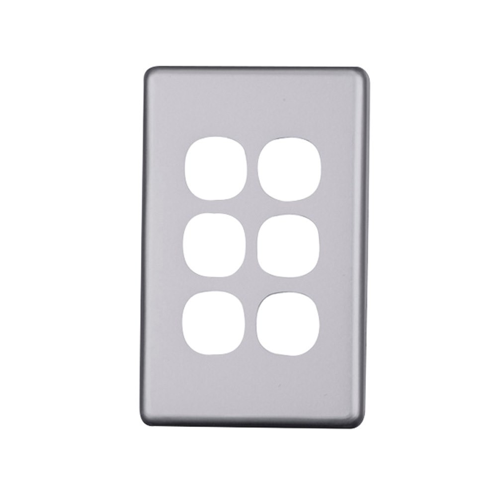 4Cabling 4C | Elegant 6 Gang Aluminium Plate - Silver Matte