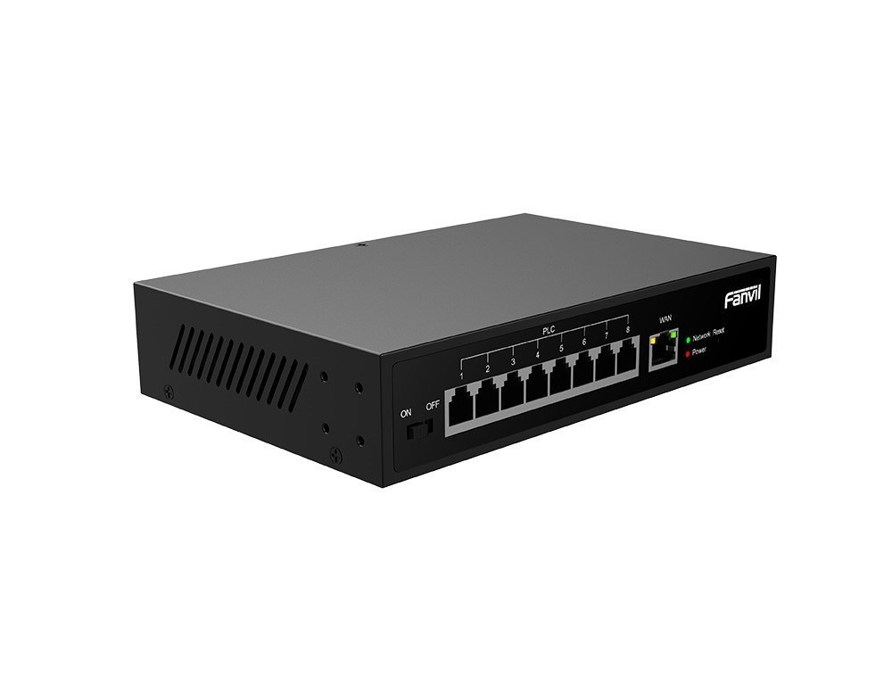 Fanvil PN8 2-Wire PoE Switch, Plug-and-Play, Reuse Existing Wires (PSTN & RVV Cables), Cascade Via Ethernet Cables, Built-In Power Supply