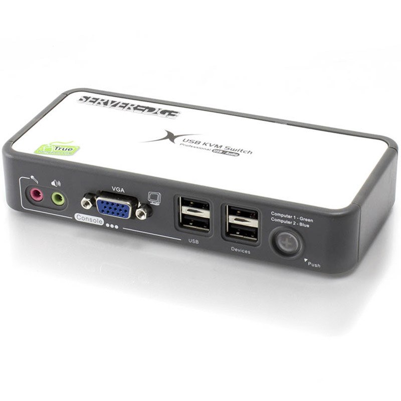 Serveredge 2-Port Usb / Vga Desktop KVM Switch With Audio & Usb Hub2.0 - Includes Cables