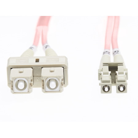 4Cabling 2M LC-SC Om4 Multimode Fibre Optic Cable: 2MM Oversleeving - Salmon Pink
