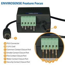 ENVIROSENSE EnviroSense Rack Environment Sensor, Temperature, Humidity, Contact-Closure Inputs