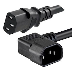CM1CC200-PL - Extension Cable 10Amp Right Angled IEC C14 to Straight C13, 2m Black
