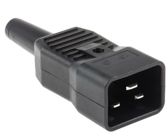 C20-RW - 15Amp Rewireable IEC C20 Male Plug Black