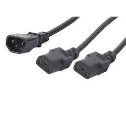 BDC606-06 - IEC C14 Male Plug on 0.3m Power Cord split into 2x C13 Female Sockets each 0.3m (Total length 0.6m)