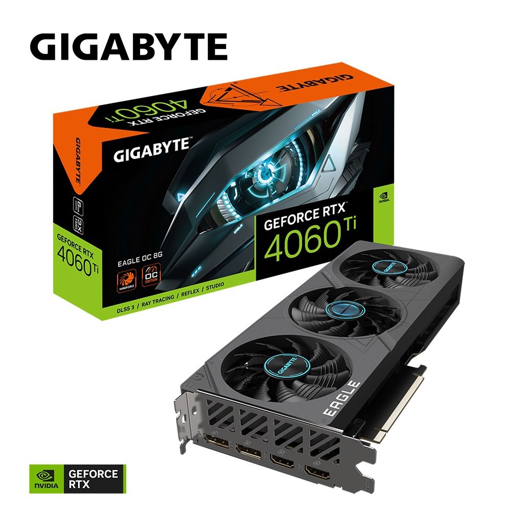 Gigabyte nVidia GeForce RTX 4060 Ti Eagle Oc-8Gd GDDR6 Video Card, Pci-E 4.0, 2550MHz Core Clock, 2X DP 1.4A, 2X Hdmi 2.1A