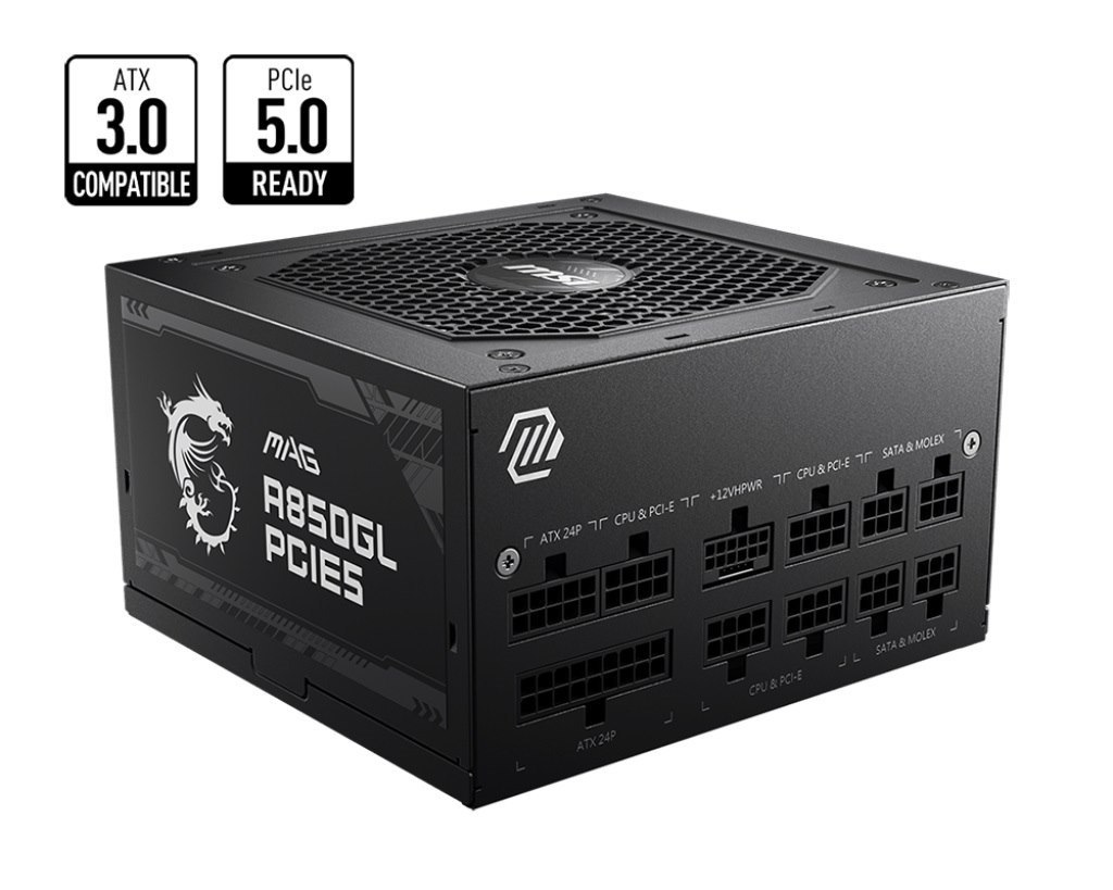 Msi Mag A850gl Pcie5 850W Up To 90% (80 Plus Gold) Atx Power Supply Unit