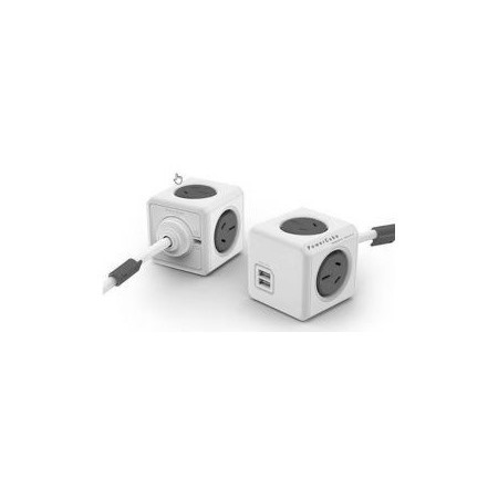 Allocacoc PowerCube 4 Power Outlet And 2 Usb Ports 1.5M. Grey