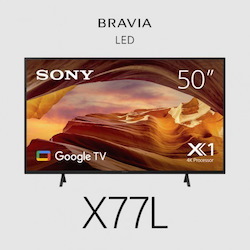 Sony Bravia X77L TV 50" Entry 4K (3840 X 2160), 450-CD/M2 Brightness, HDR10, HLG, Android TV, Google TV, 3 Year Onsite