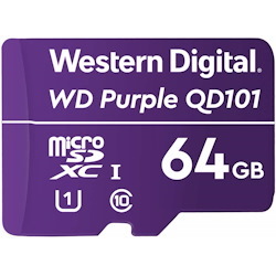 Western Digital WD Purple 64GB MicroSDXC Card 24/7 -25°C To 85°C Weather & Humidity Resistant For Surveillance Ip Cameras mDVRs NVR Dash Cams Drones