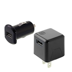 Scosche Wall & Car Charger Combo Kit Revive 2.4 Amp Kit Includes 1 Wall Charger & 1 Car Charger Black 1 Port Each